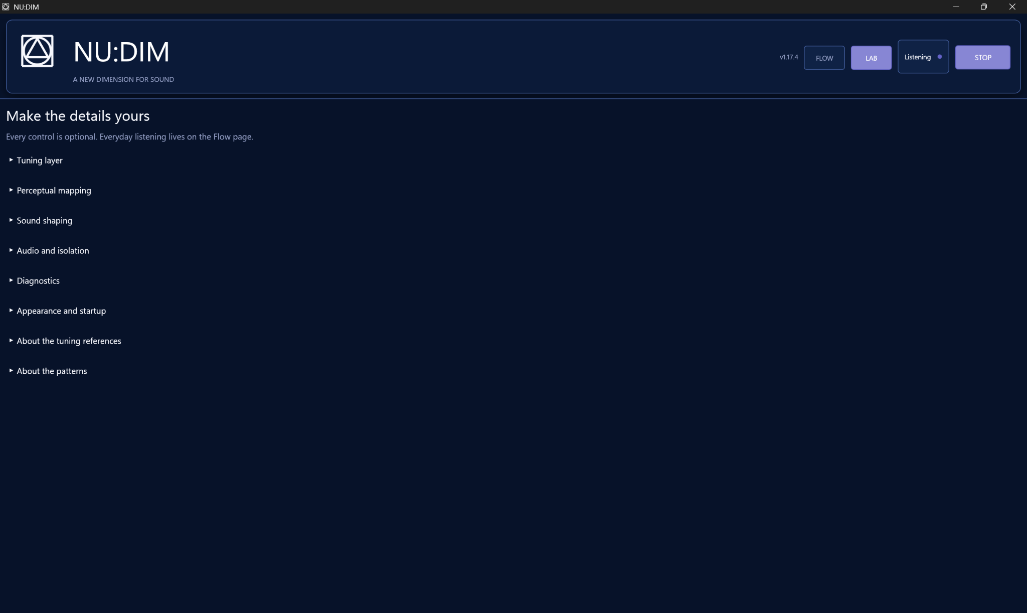 NU:DIM details interface screenshot